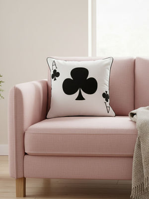 Ace Of Club (White) Cushion Cover