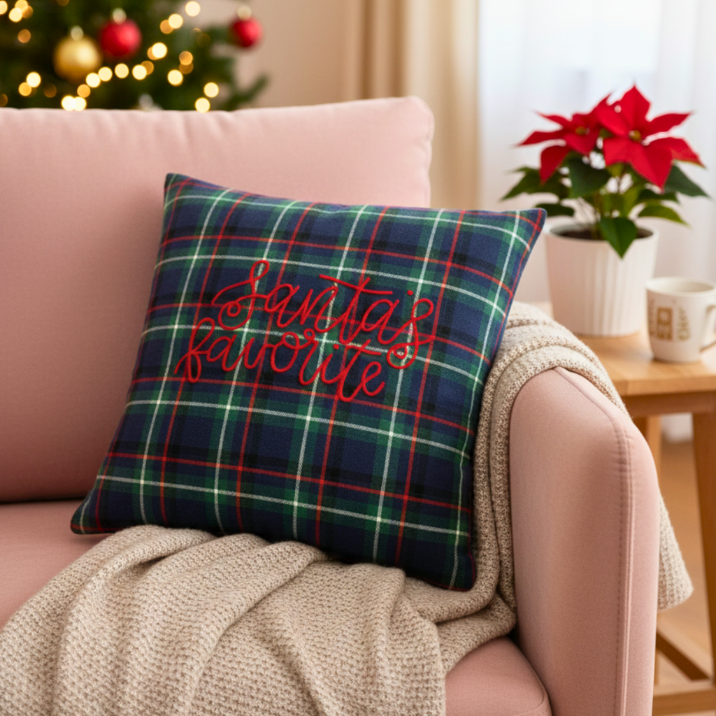 Plaid Santa’s Favourite Cushion cover