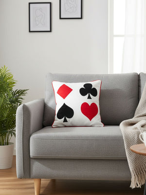 All Four Card Symbols (White) Cushion Cover