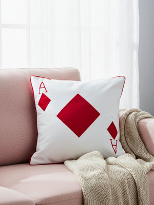 Ace Of Diamonds (White) Cushion Cover