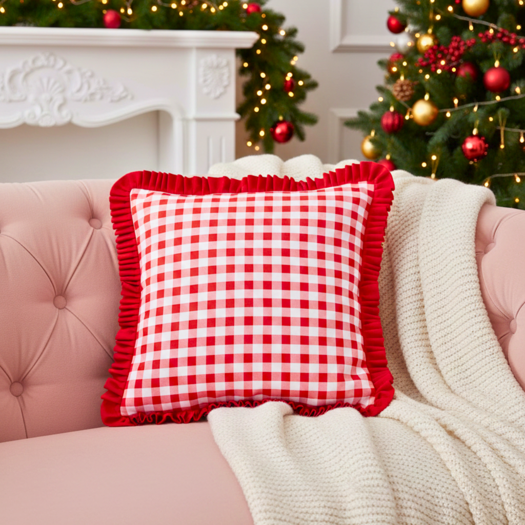 Christmas Checks Cushion Cover