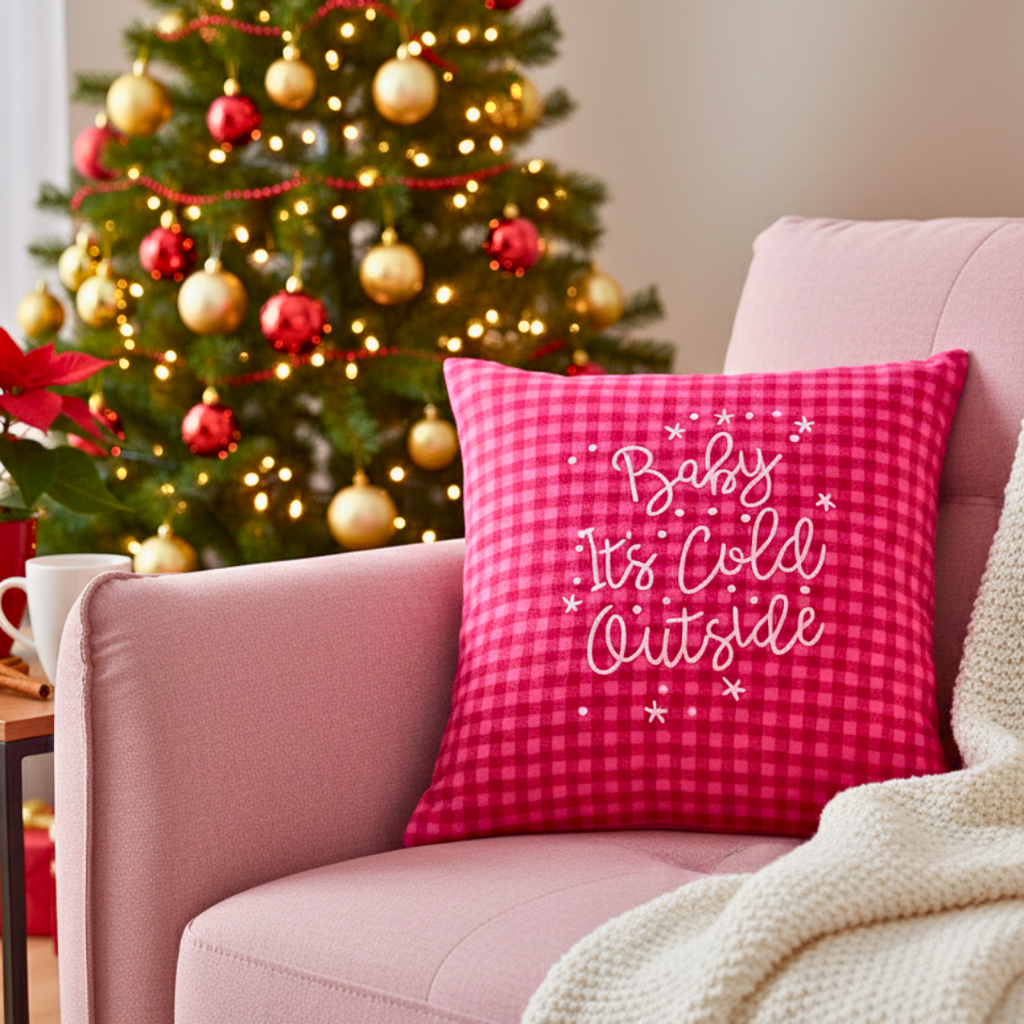 Plaid Baby It’s Cold Outside Cushion Cover