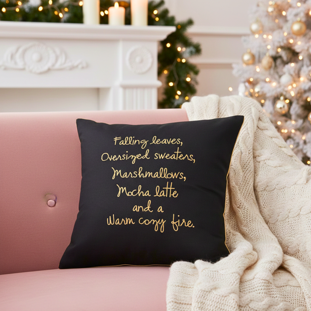 Winter Love (Black) Cushion Cover