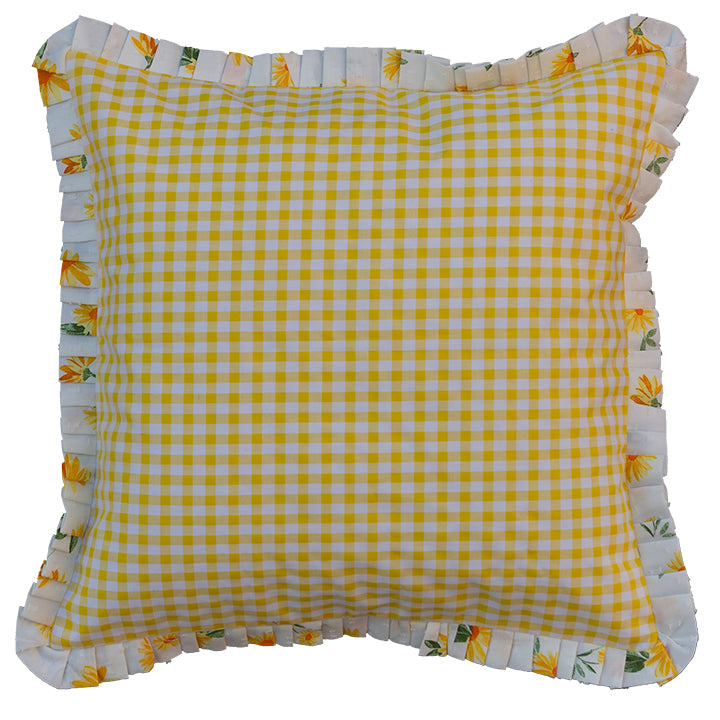 Flowers & Check Cushion Cover