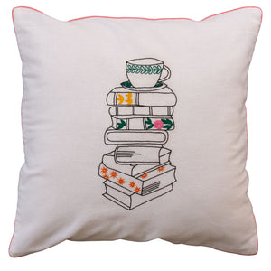 Books And Tea Cushion Cover