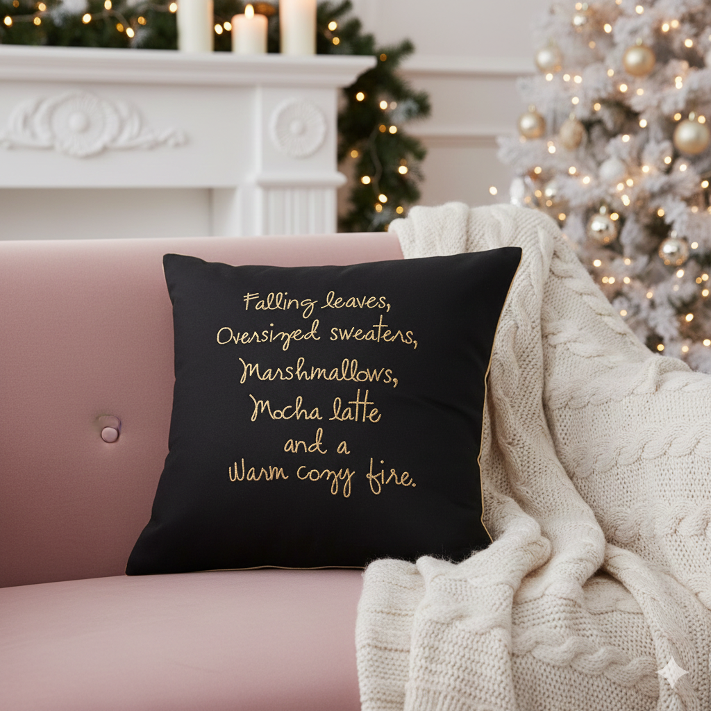 Winter Love (Black) Cushion Cover