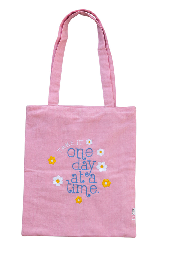 One Day at a Time Cotton Tote Bag