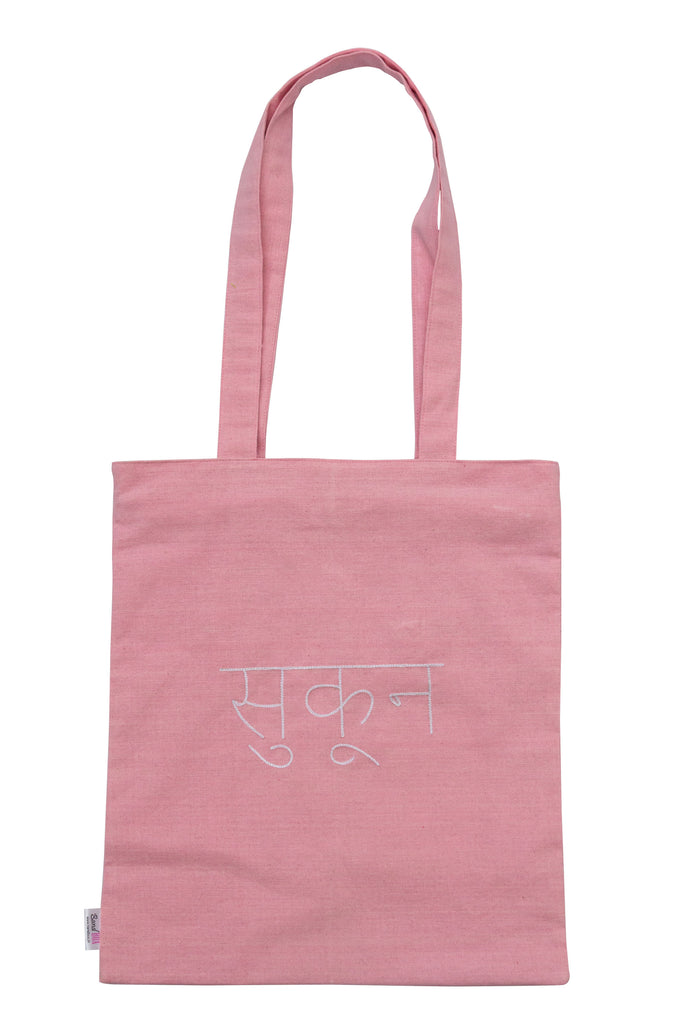 Sukoon Pink Cotton Tote Bag