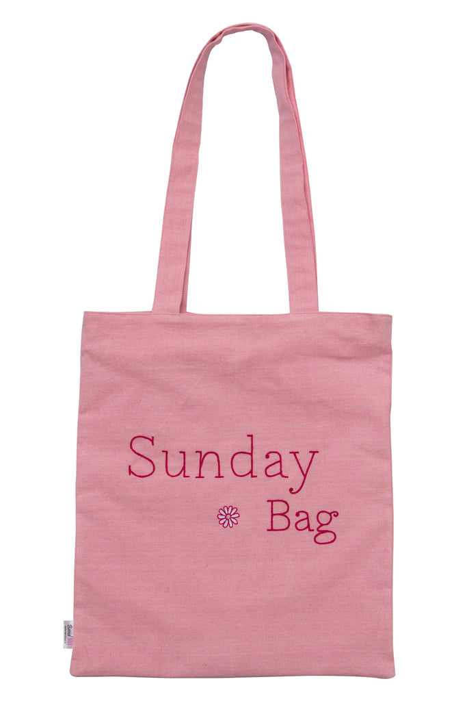 Sunday Pink Cotton Tote Bag