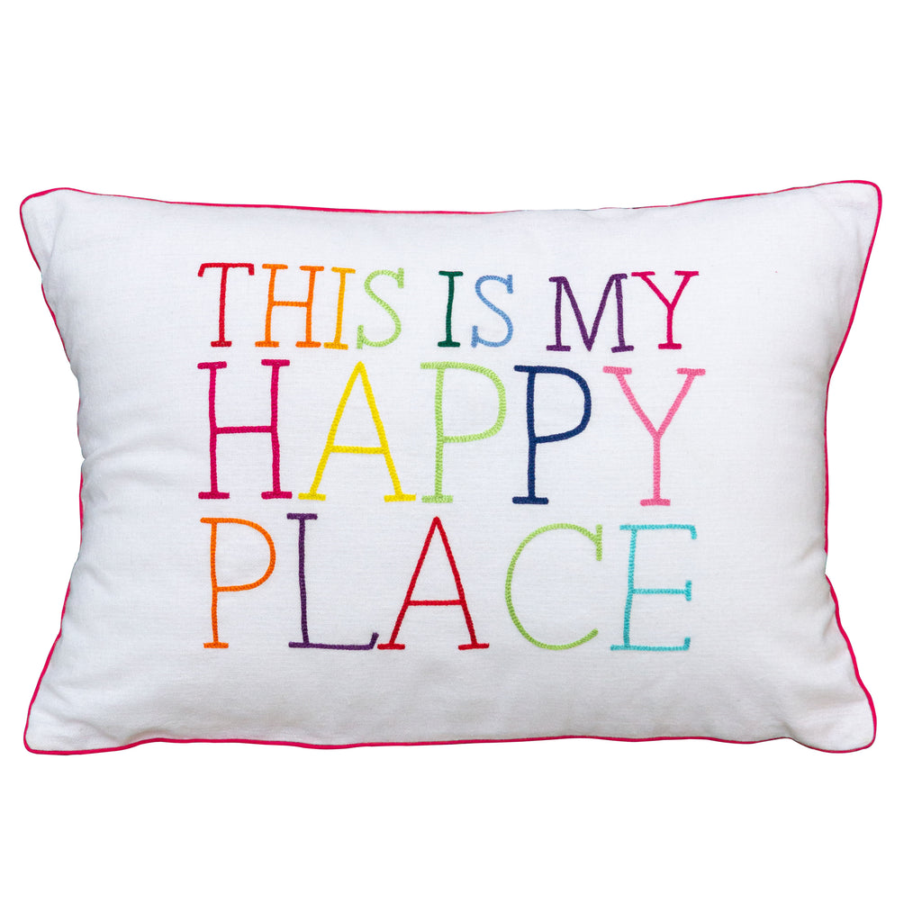 This Is My Happy Place White Cushion Cover