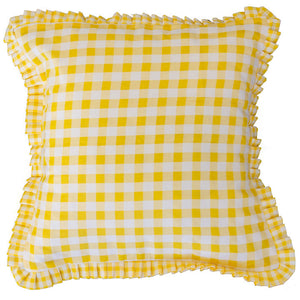 Yellow Checks Cushion Cover