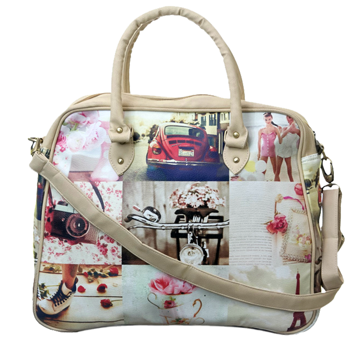 Pink Collage Travel Bag