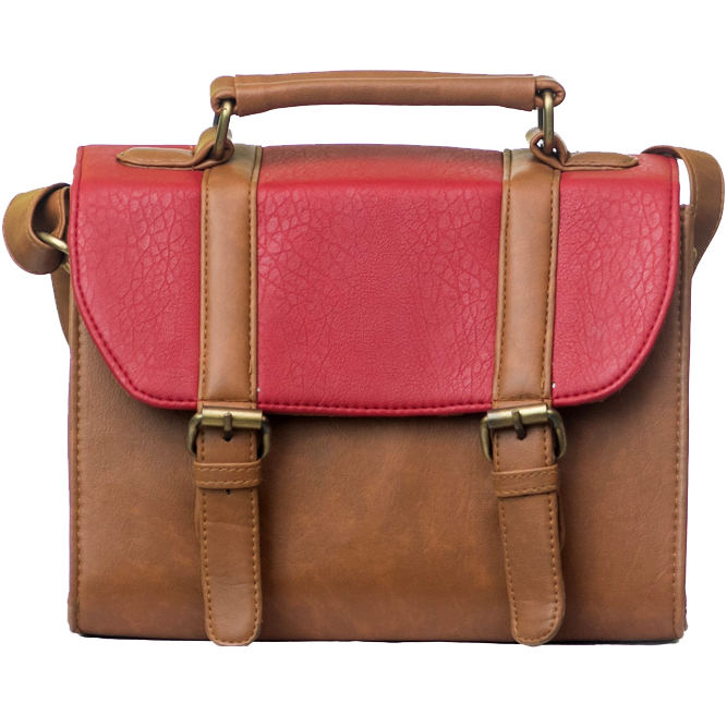 Red Tan Box Bag