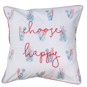 Choose Happy White Cushion Cover