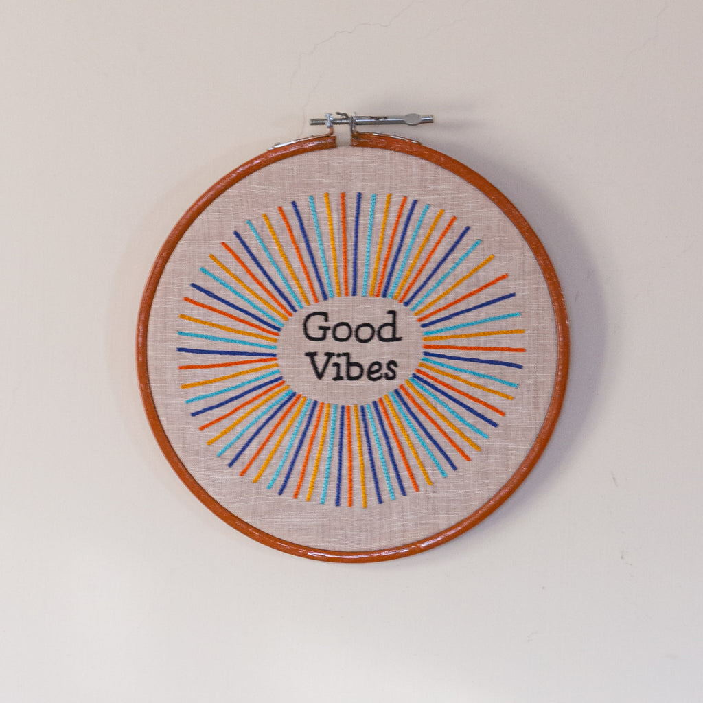 Good Vibes Hand-Embroidered Wall Frame