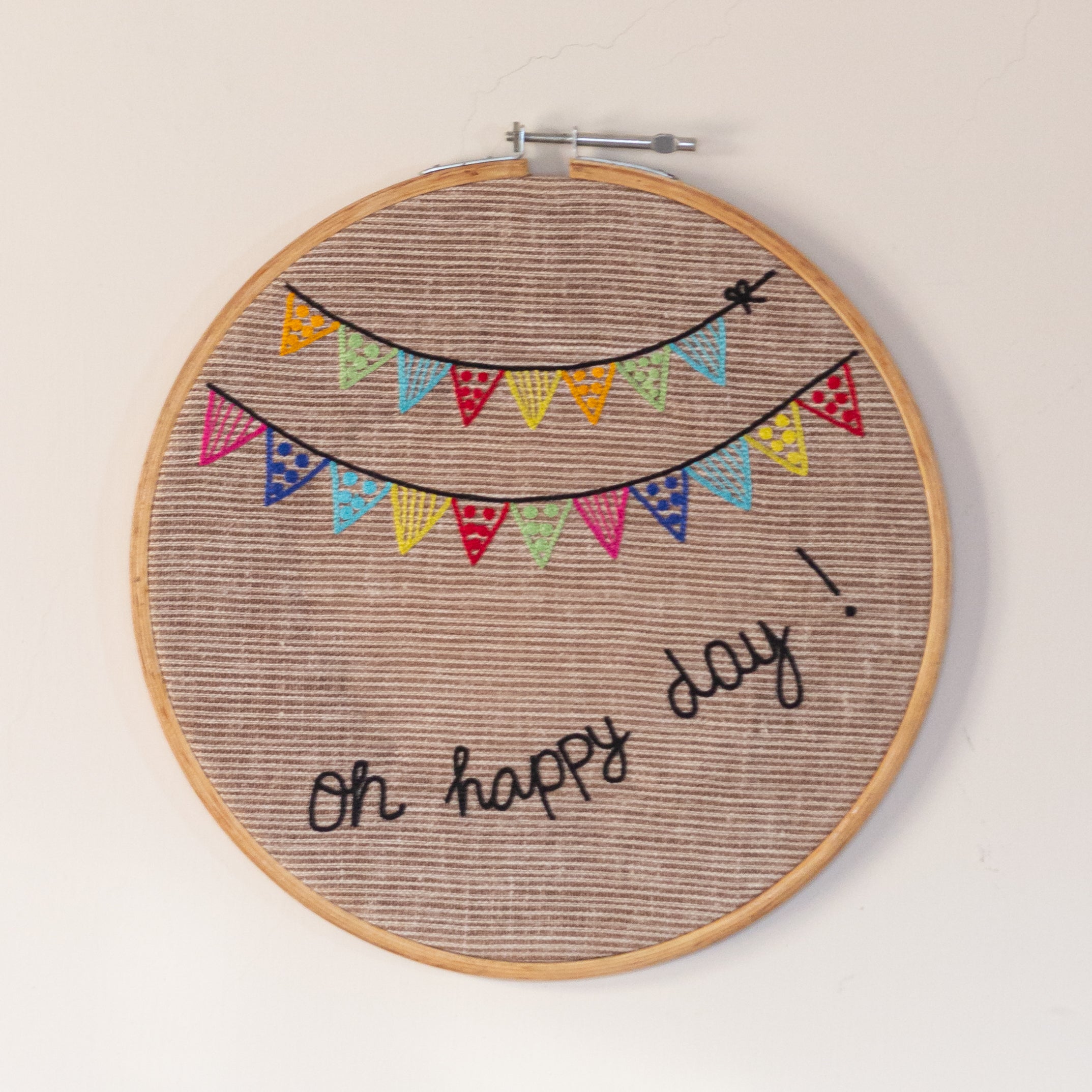 Happy Day Hand-Embroidered Wall Frame