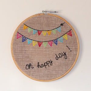 Happy Day Hand-Embroidered Wall Frame