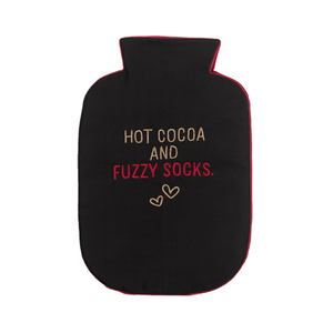 Hot Cocoa and Fuzzy Socks Black Hot Water Bag Cover