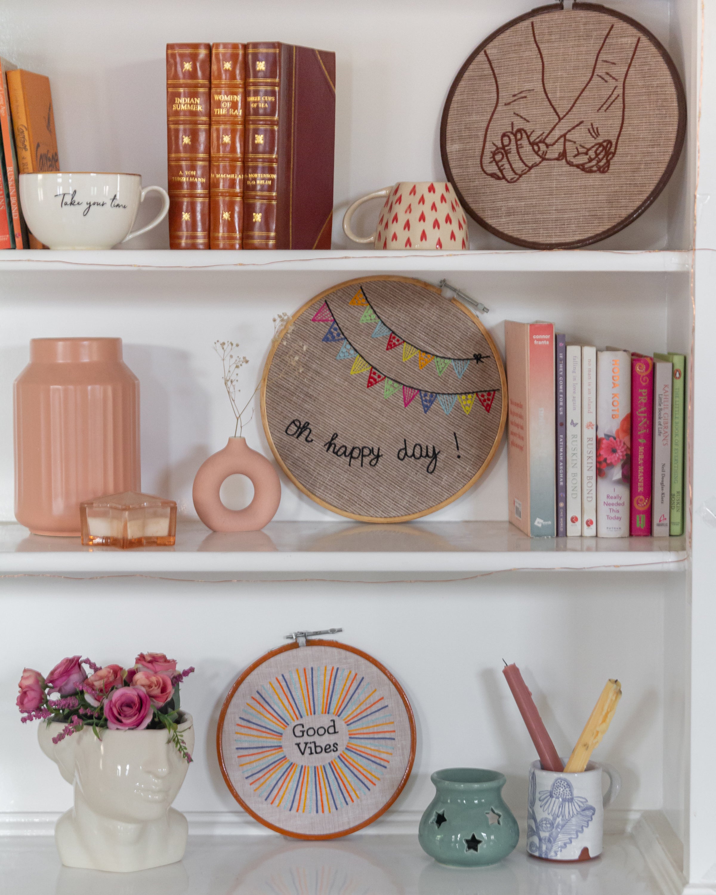 Happy Day Hand-Embroidered Wall Frame