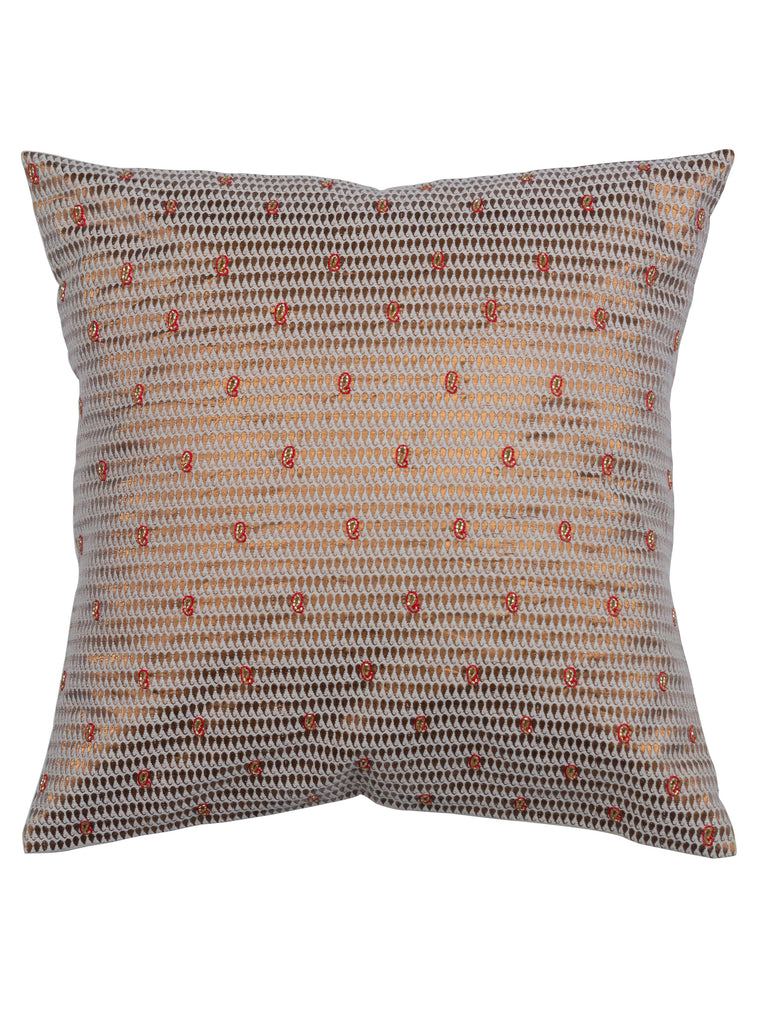 Paisley Festive Cushion Cover with Hand Embroidery
