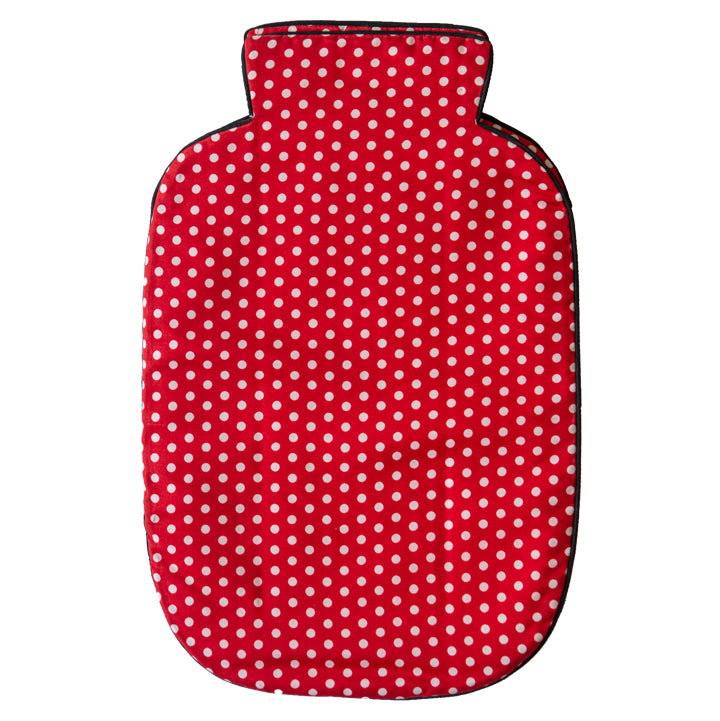 Red Polka (Black Border) Hot Water Bag Cover