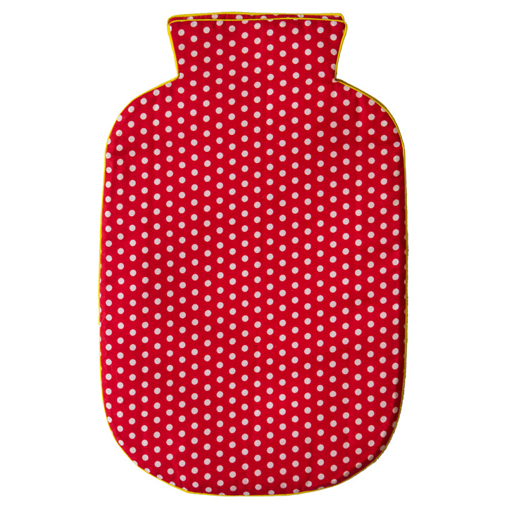 Red Polka (Yellow Border) Hot Water Bag Cover