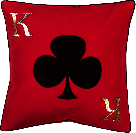 King Of Clubs Red Cushion Cover