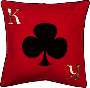 King Of Clubs Red Cushion Cover