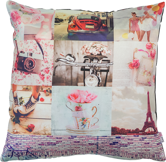 Pink Collage Cushion Cover