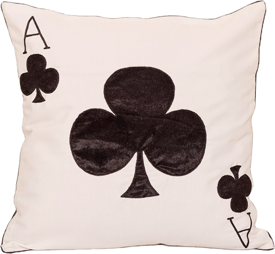 Ace Of Club (White) Cushion Cover